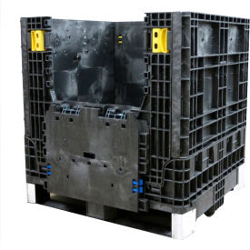 Collapsible Bulk Container, 2 Drop Doors, 32"L x 30"W x 34"H, 1800 lb. Cap., Black