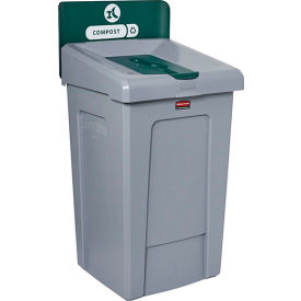 Slim Jim 1-Stream Recycling Station For Compost, 33 Gallon Cap., Gray/Green