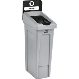 Slim Jim 1-Stream Recycling Station For Landfill, 23 Gallon Cap., Gray/Black