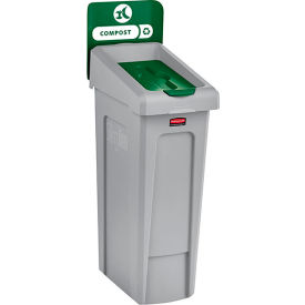 Slim Jim 1-Stream Recycling Station For Compost, 23 Gallon Capacity, Gray/Green