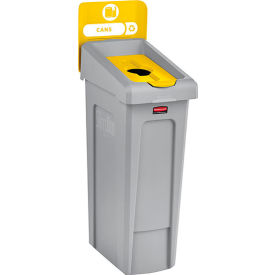 Slim Jim 1-Stream Recycling Station For Bottles & Cans, 23 Gallon Capacity, Gray/Yellow