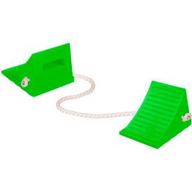 General Purpose Wheel Chock, PU, Roped Pair, 60000 lb. Load Cap, 10"L x 8-1/2"W x 5"H