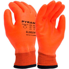 Insulated Cut Resistant Dipped Gloves, HPT Coated, ANSI A3, L, Hi-Vis Orange