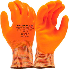 GL507C Insulated Cut Resistant Dipped Gloves, Latex Coated, ANSI A5, S, Hi-Vis Orange