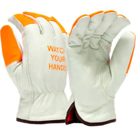 Insulated Value Cowhide Drivers Gloves, Keystone Thumb, M, White/Orange