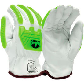 Insulated Premium Goatskin Drivers Gloves, Keystone Thumb, XL, White/Green