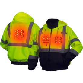 Hi-Vis Heated Waterproof Bomber Jacket, Type R, ANSI Class 3, 4XL, Lime