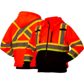 Premium Long Sleeve Zipper Sweatshirt, Class 3, 5XL, Hi-Vis Orange