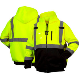 Premium Long Sleeve Zipper Sweatshirt, Class 3, XL, Hi-Vis Lime