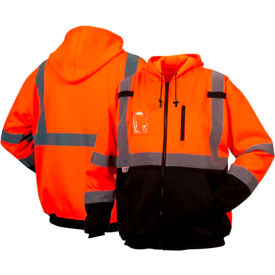 Premium Long Sleeve Zipper Sweatshirt, Class 3, 2XL, Hi-Vis Orange