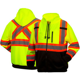 Canadian Premium Long Sleeve Zipper Sweatshirt, Class 3, 2XL, Hi-Vis Lime