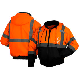 RJ31 Hi-Vis Waterproof Bomber Jacket, Type R, ANSI Class 3, Size S, Color Orange