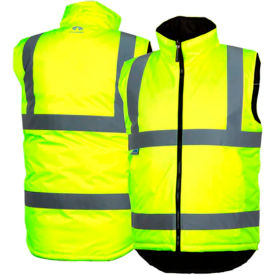 Class 2 Reversible Insulated Winter Vest, 3XL, Hi Vis Lime