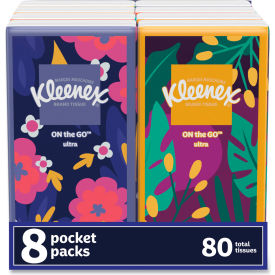 Facial Tissues, 3-Ply, White, 10 Sheets/Pouch, 8 Pouches/Pack