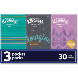 On The Go Packs Facial Tissues, 3-Ply, White, 10 Sheets/Pouch, 36 Packs/Case