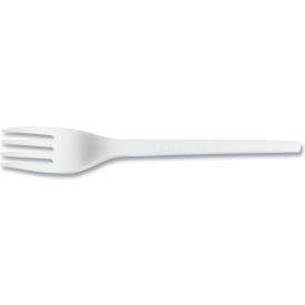 Mediumweight General Purpose Compostable Forks, White, 1000/Carton