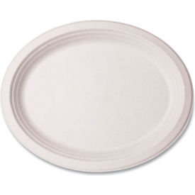 Nourish Molded Fiber Tableware Compostable Platter, 10"L x 8"W, White, 500/Carton