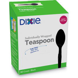 Mediumweight Grab'N Go Wrapped Teaspoons, Polystyrene, Black, 90/Box, 6 Box/Carton