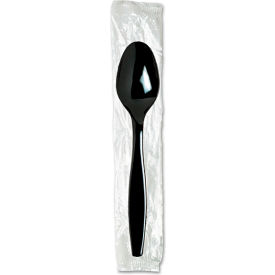 Heavyweight Individually Wrapped Teaspoons, Polystyrene, Black 1000/Carton