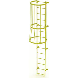 14 Step Steel Caged Fixed Access Ladder, Yellow