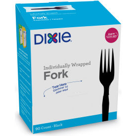 Grab'N Go Mediumweight Wrapped Forks, Polystyrene, Black, 90/Carton