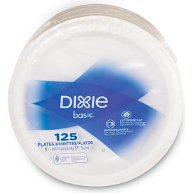 Paper Dinnerware Plates, 8-1/2" Dia., White, 125/Pack