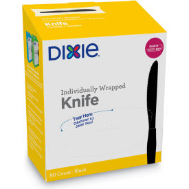 Grab'N Go Mediumweight Wrapped Knives, Polystyrene, Black, 90/Carton