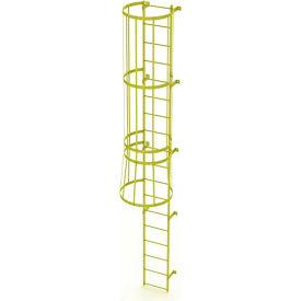 18 Step Steel Caged Fixed Access Ladder, Yellow