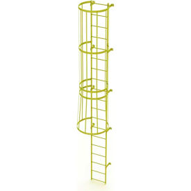 19 Step Steel Caged Fixed Access Ladder, Yellow