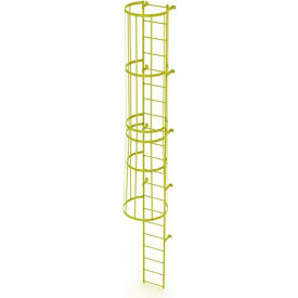 22 Step Steel Caged Fixed Access Ladder, Yellow