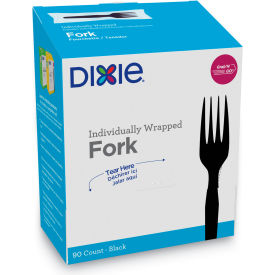 Grab'N Go Mediumweight Wrapped Forks, Polystyrene, Black, 90/Box, 6 Box/Carton