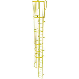 23 Step Steel Caged Walk Through Fixed Access Ladder, Yellow