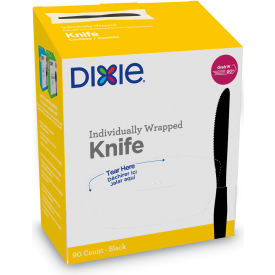 Mediumweight Wrapped Knives, Polystyrene, Black, 90/Box, 6 Box/Carton