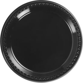 Heavyweight Plastic Plates, 9" Diameter, Black, 125 Plates/Pack, 4 Packs/Carton