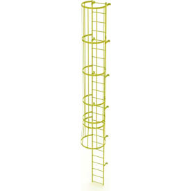 29 Step Steel Caged Fixed Access Ladder, Yellow