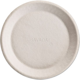 Savaday Molded Fiber Plates, 10" Diameter, Cream, 500 Plates/Case