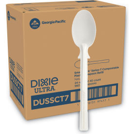 SmartStock Heavyweight Teaspoons, Plastic, Natural, 40/Pack, 24 Packs/Carton