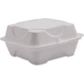Vanguard Renewable & Compostable Clamshell, 6"L x 6"W x 3"H, White, 500/Carton