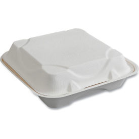 1-Comp. Vanguard Renewable & Compostable Clamshell, 9"L x 9"W, White, 200/Carton