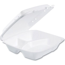 Insulated Foam Hinged Lid Container, 9"L x 9-3/8"W x 3-1/8"H, White, 200/Carton