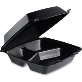 Insulated Foam Hinged Lid Container, 8-3/8"L x 7-15/16"W x 3-3/16"H, Black, 200/Carton