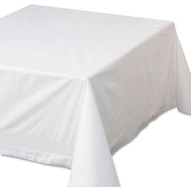 Square Tissue/Poly Table Cover, 72"L x 72"W, White, 25/Carton