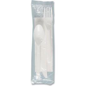 Regal Mediumweight Cutlery Combo Kit, Fork/Knife/Teaspoon/Napkin, White, 250/Carton