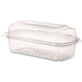 Renewable & Compostable Clamshell, 9"L x 6"W x 3"H, Clear, 80/Pk, 3 Packs/Carton