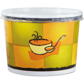 Streetside Squat Food Container with Lid, 12 oz Cap, 5" Dia x 4"H, Yellow/Green, 250/Case