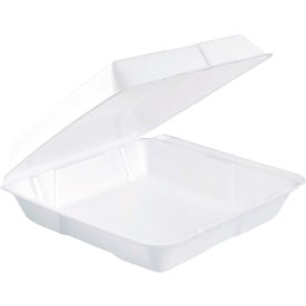 Foam Hinged Lid Container, 9-1/4"L x 9-1/2"W x 3"H, White, 200/Carton