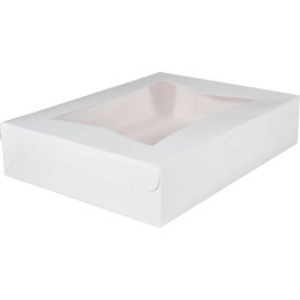 Window Bakery Boxes with Tuck-In Lid, 19"L x 14"W x 6-1/2"H, White, 50/Carton