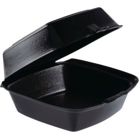Foam Hinged Lid Container, 6"L x 5-7/8"W x 3"H, Black, 125/Bag, 4 Bags/Carton