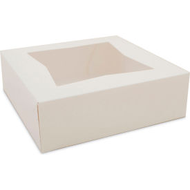 Window Bakery Boxes with Attached Flip Top, 8"L x 8"W x 2-1/2"H, White, 200/Carton
