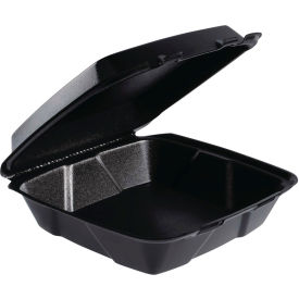 Insulated Foam Hinged Lid Container, 9"L x 9-3/8"W x 3-1/8"H, Black, 200/Carton